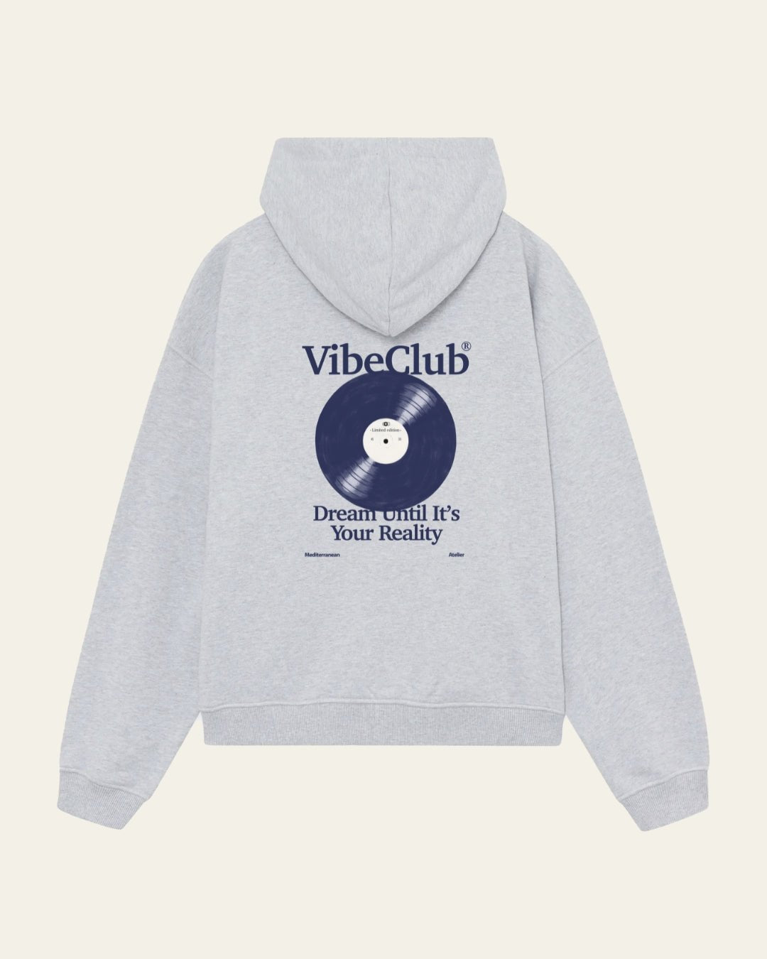 RECORD HOODIE GREY - Vibeclub