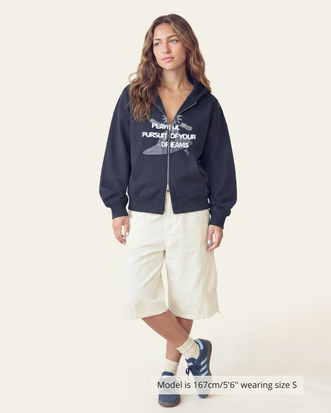 BARREL ZIP HOODIE NAVY - Vibeclub