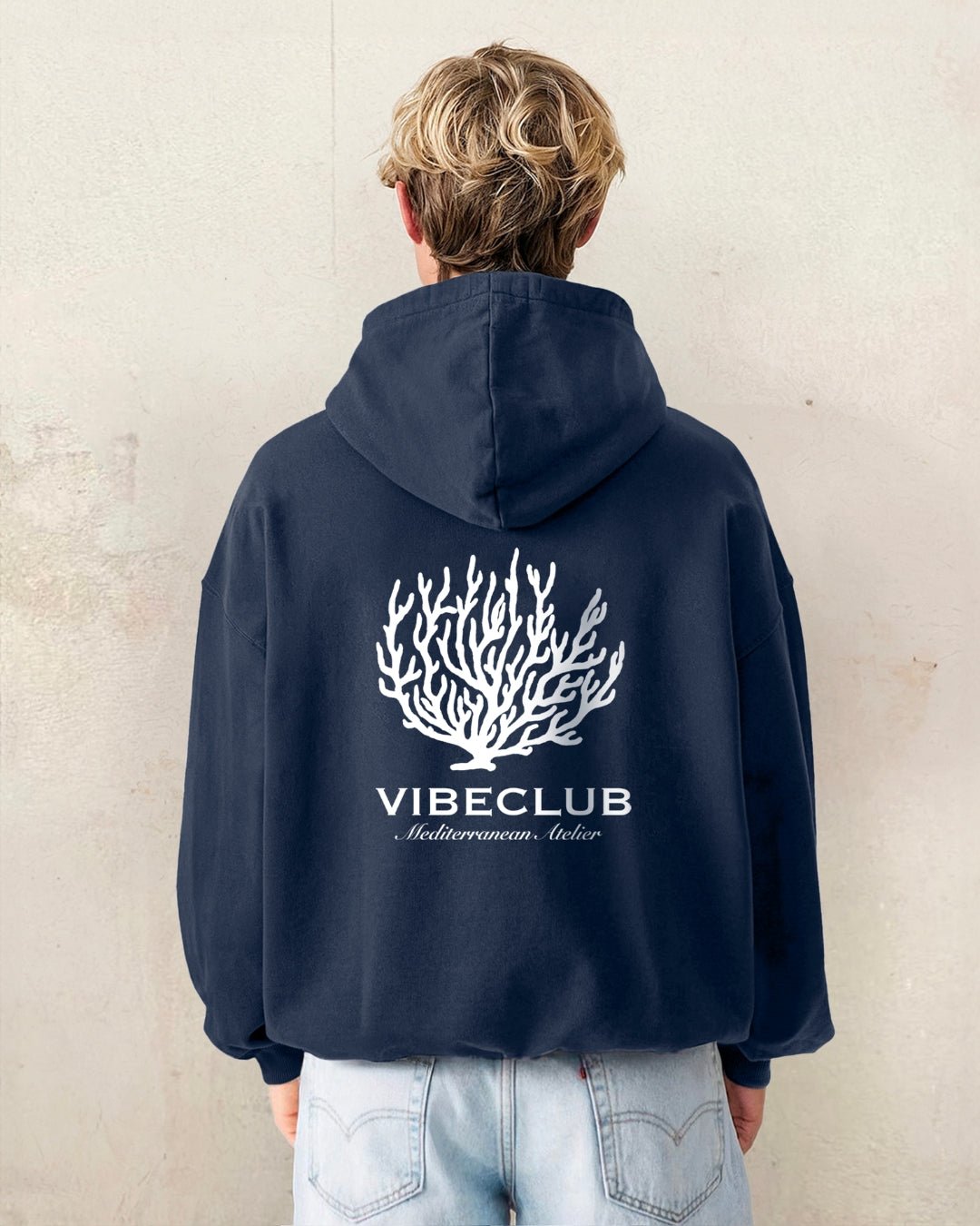 CORAL HOODIE NAVY - Vibeclub