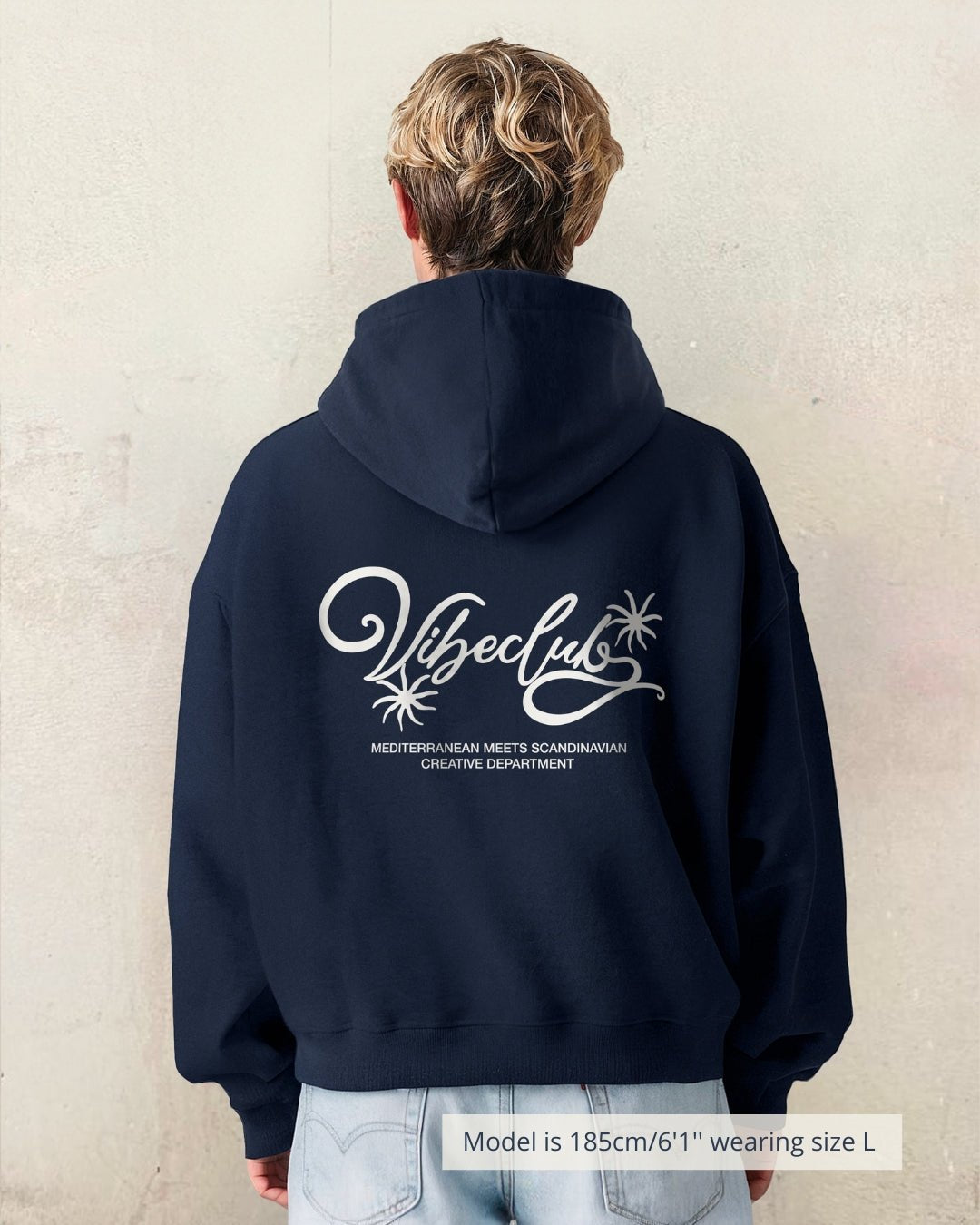 FLOWER HOODIE NAVY - Vibeclub