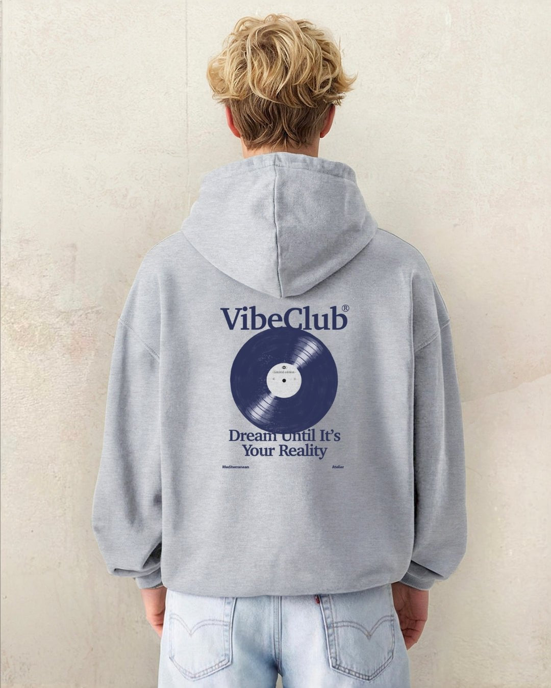 RECORD HOODIE GREY - Vibeclub